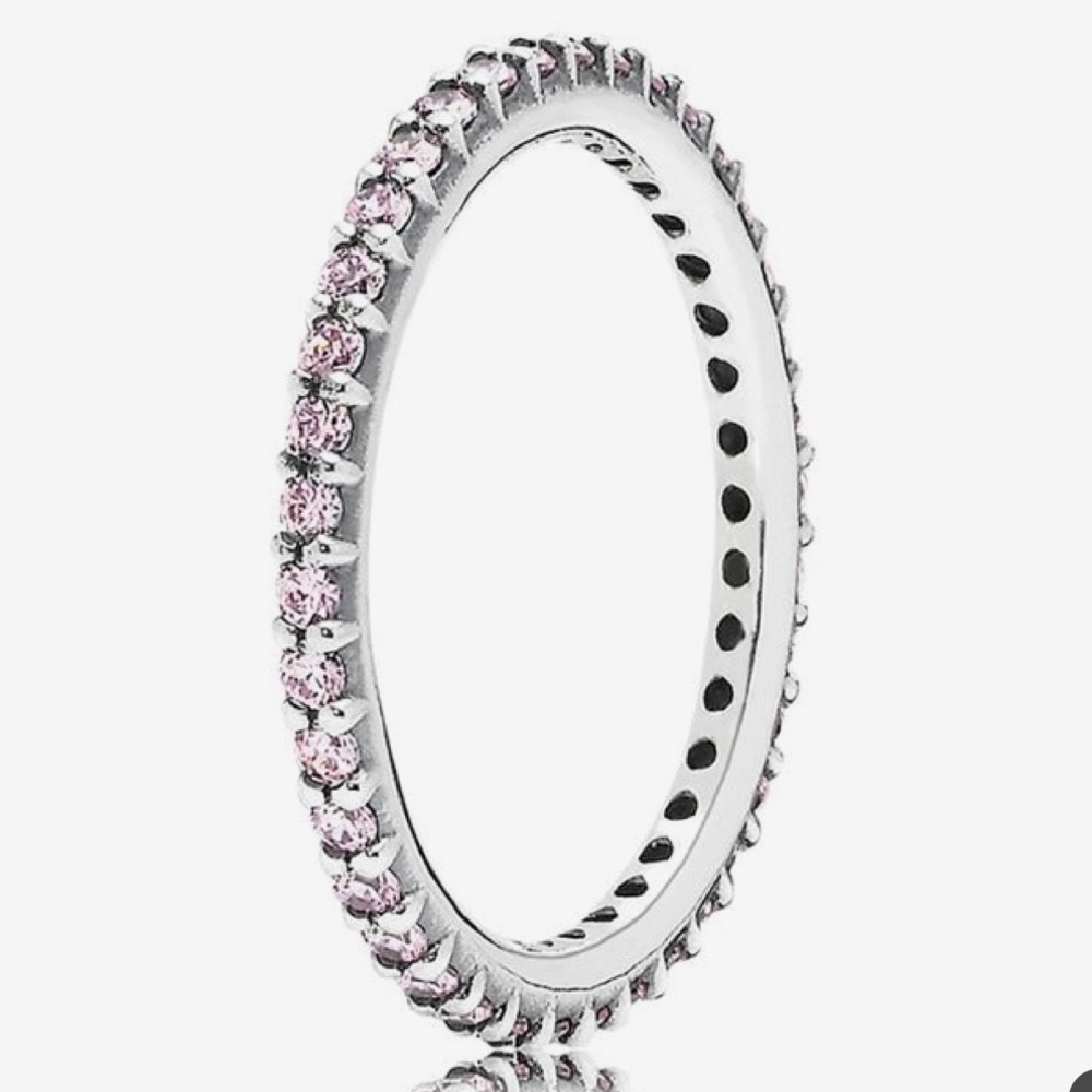 💓PANDORA Silver and Pink Zirconia Band Ring🌸💓💍